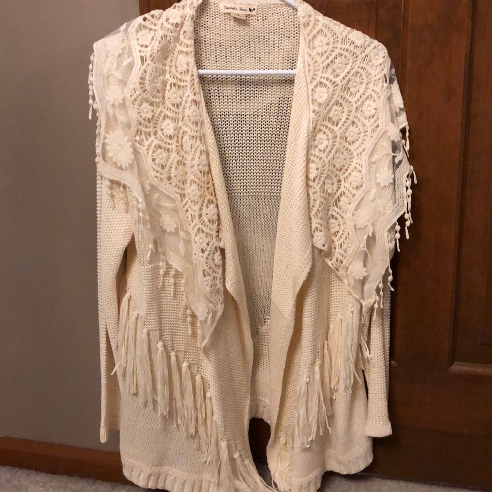 Lace fringe women’s cardigan